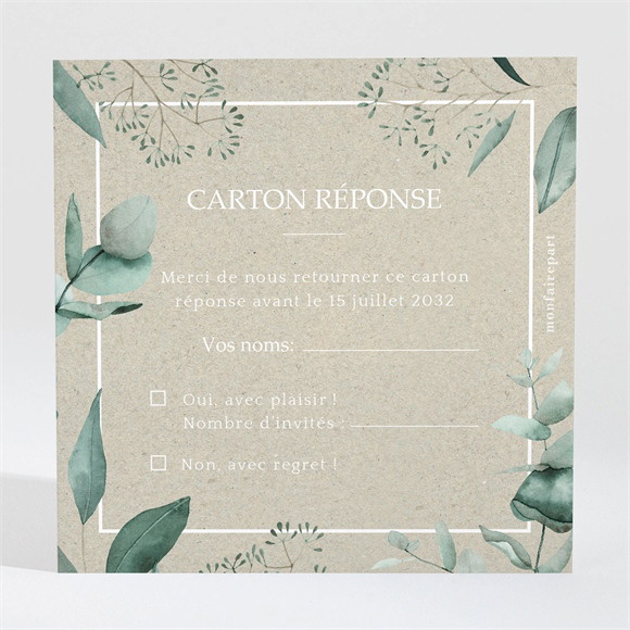 Carton réponse mariage Intimité réf.N3001918