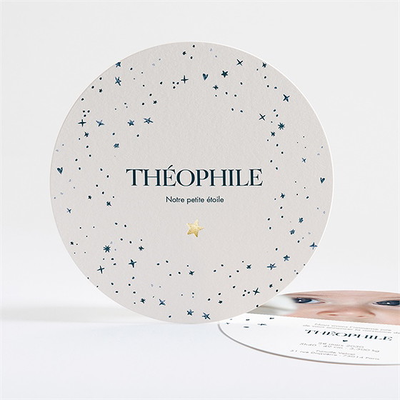 Faire-part naissance petit astre dorure