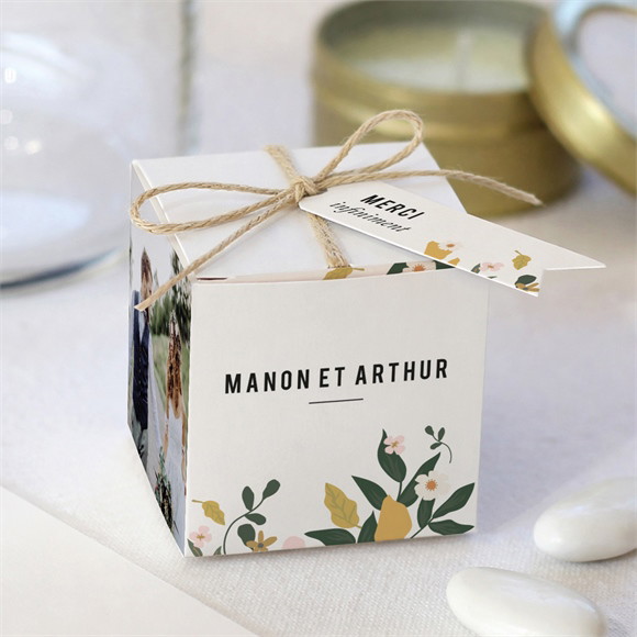 Boîte de dragées mariage Vintage Champetre réf.N340599