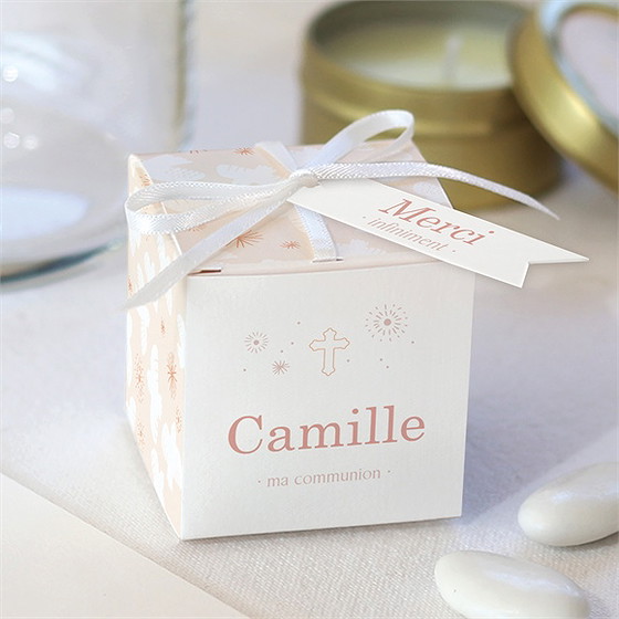 Boîte de dragées communion toujours plus haut