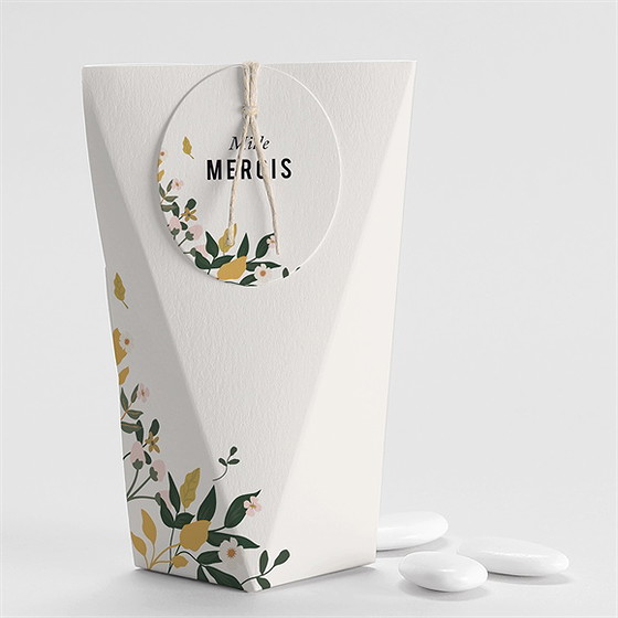 Boîte de dragées mariage vintage champetre étui