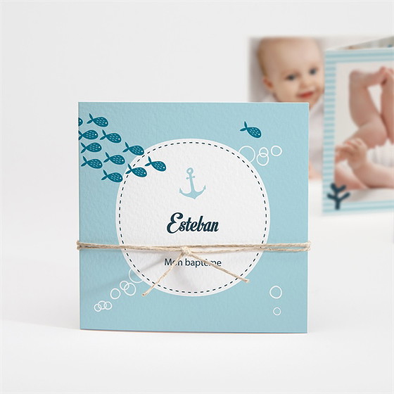 Faire-part de baptême les petits poissons