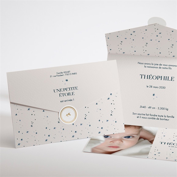Faire-part naissance Petit Astre enveloppe réf.N97160