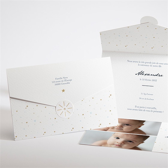 Faire-part naissance étoile enveloppe