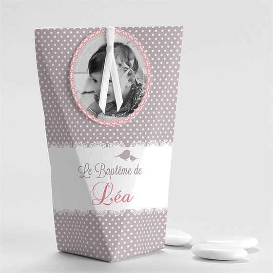 Boîte de dragées baptême rondeur et douceur étui