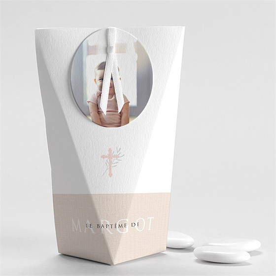 Boîte de dragées baptême poésie minimaliste étui