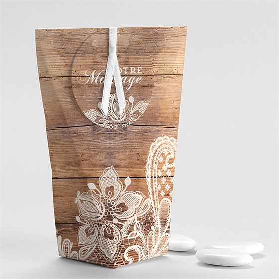 Boîte de dragées mariage boisé étui