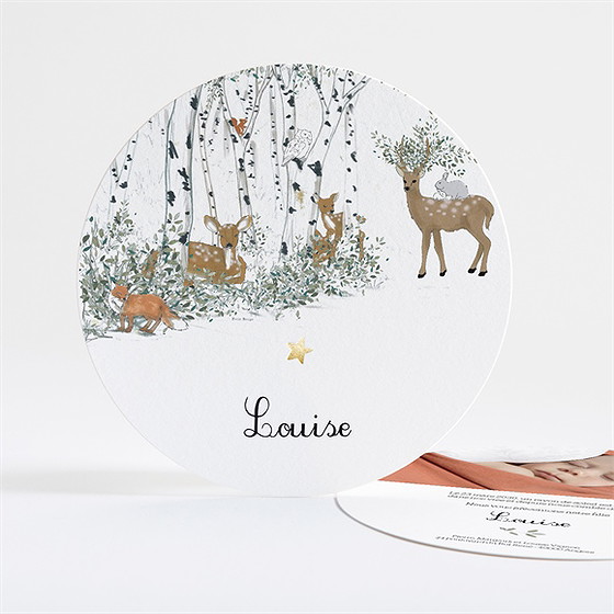 Faire-part naissance ma petite clairière dorure