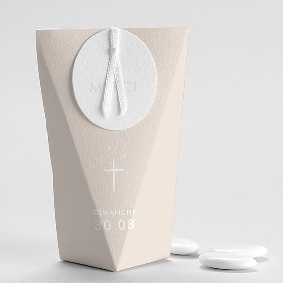 Boîte de dragées baptême lettre de cuivre étui