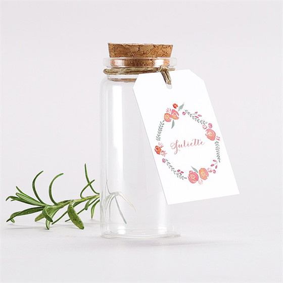 Mignonette communion couronne aquarelle étiquette