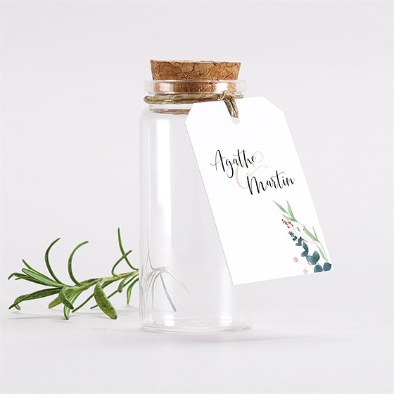 Mignonette mariage bouquet ardent étiquette