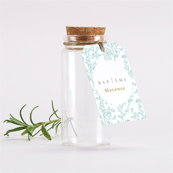 Mignonette baptême Gravure en rond étiquette réf.N291366