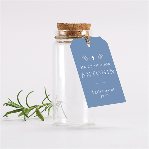 Mignonette communion Bleu myosotis étiquette réf.N291395