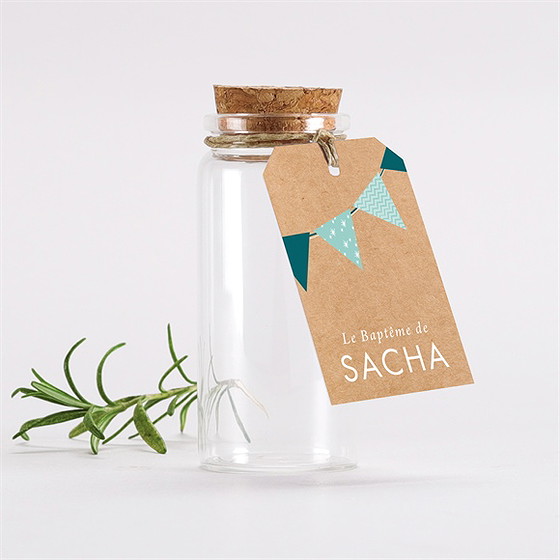 Mignonette baptême farandole de kraft étiquette
