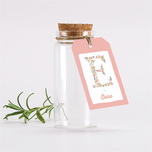 Mignonette baptême Initiales à motifs étiquette réf.N291404