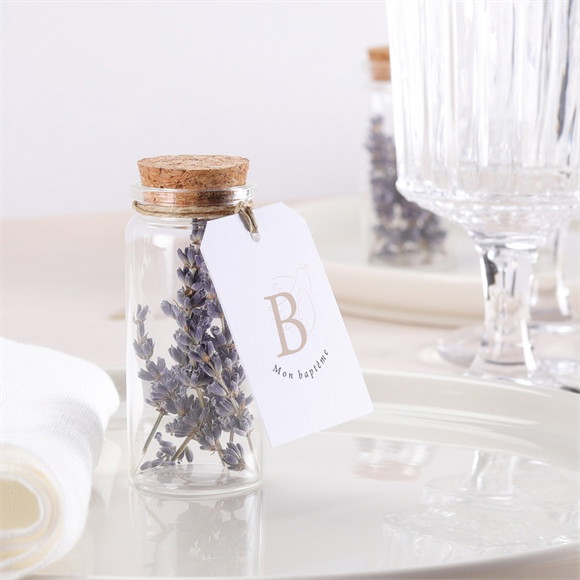 Mignonette baptême Initiales d'or étiquette réf.N291421