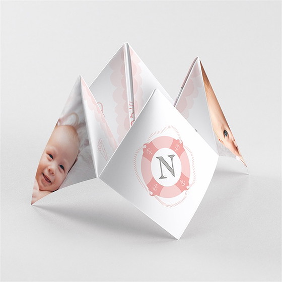 Faire-part de baptême forme originale origami