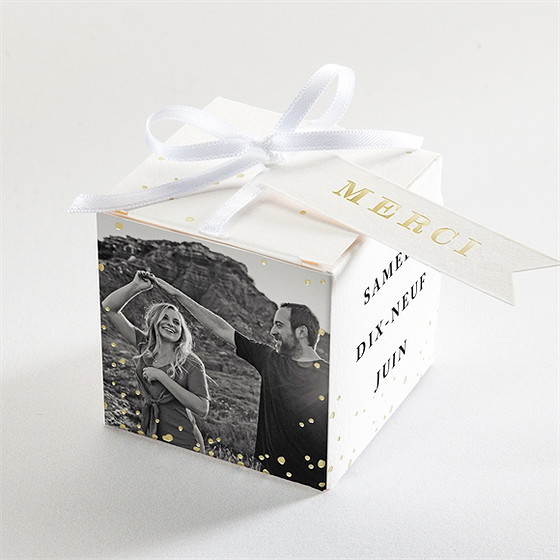 Boîte de dragées mariage date gravée