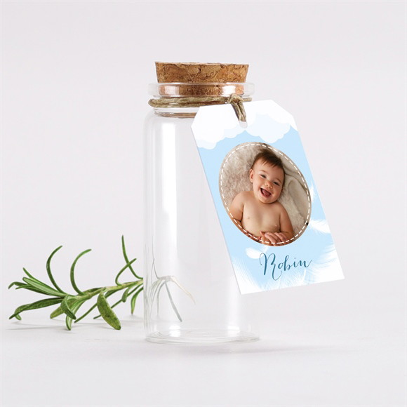 Mignonette baptême Duvet en rondeur étiquette réf.N291402