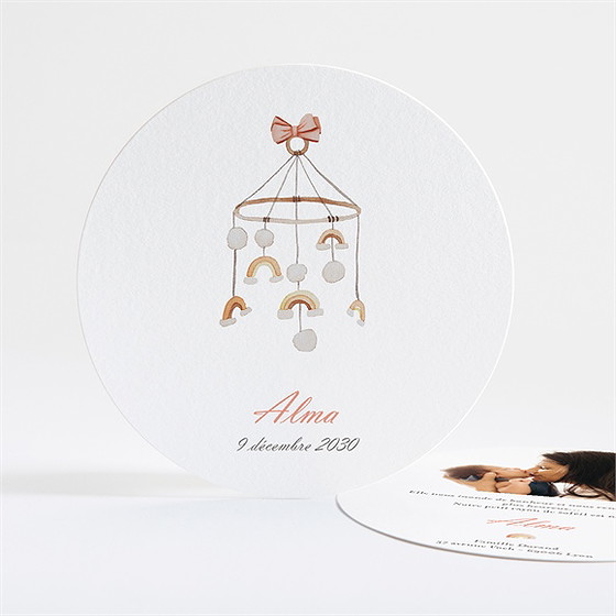 Faire-part naissance joli petit mobile rond