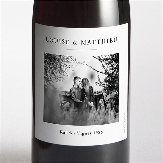 Etiquette de bouteille mariage date gravée