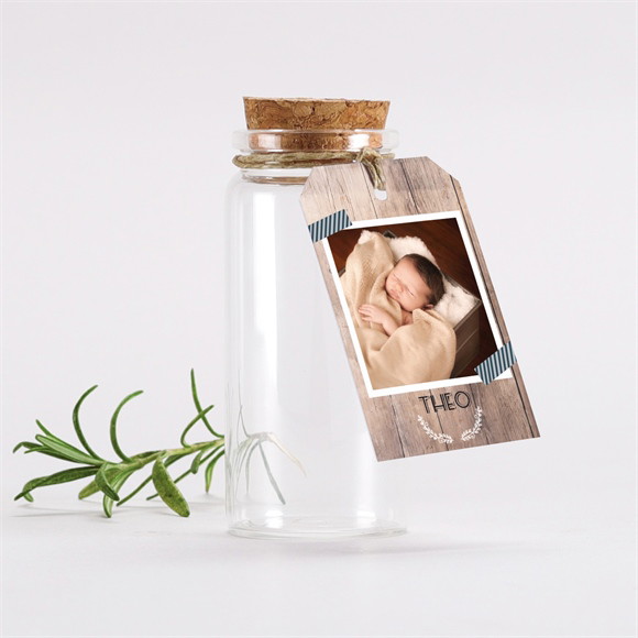 Mignonette baptême Marque page kraft étiquette réf.N291426