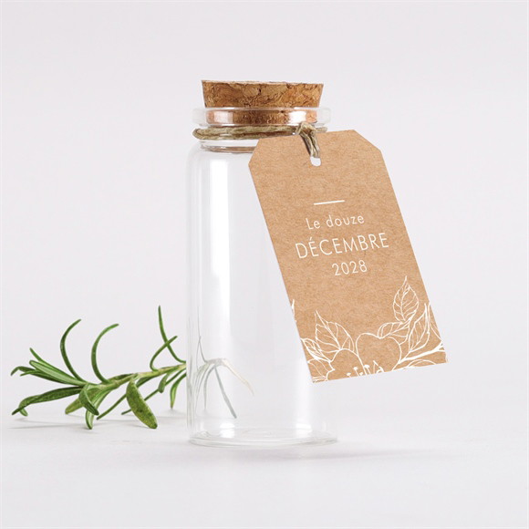 Mignonette baptême Gravure sur kraft étiquette réf.N291432