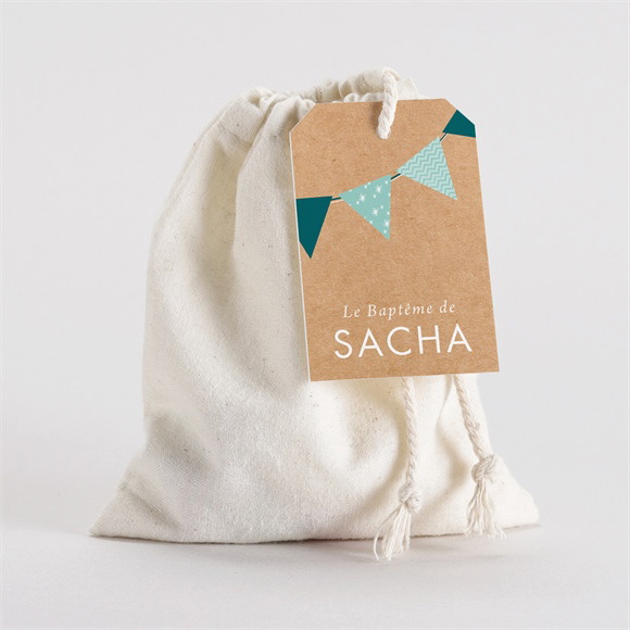 Pochon baptême Farandole de kraft réf.N291506