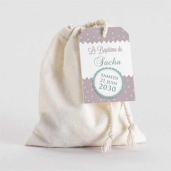 Pochon baptême Colombe et banderoles réf.N291515