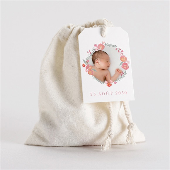 Pochon baptême Cadre de fleurs réf.N291520