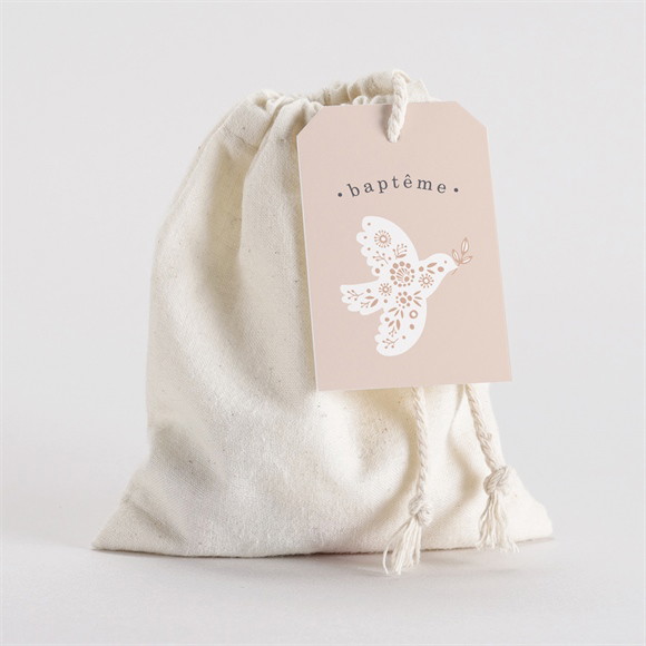 Pochon baptême Profil de colombe réf.N291532