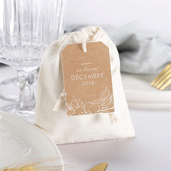 Pochon baptême gravure sur kraft