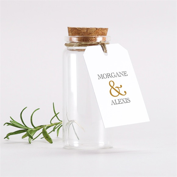 Mignonette mariage Lettre moderne étiquette réf.N291545