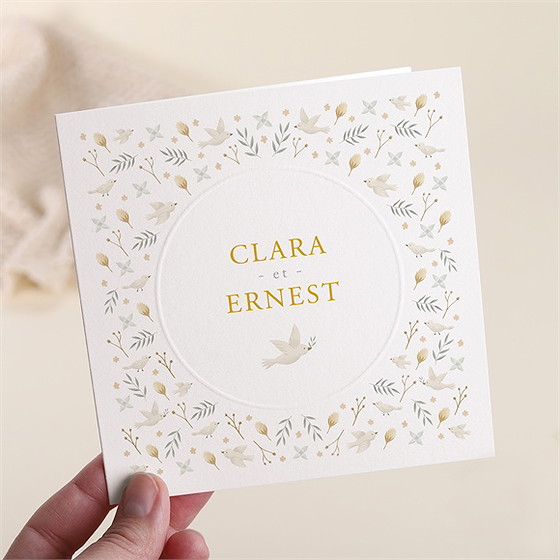 Faire-part mariage céleste gaufrage