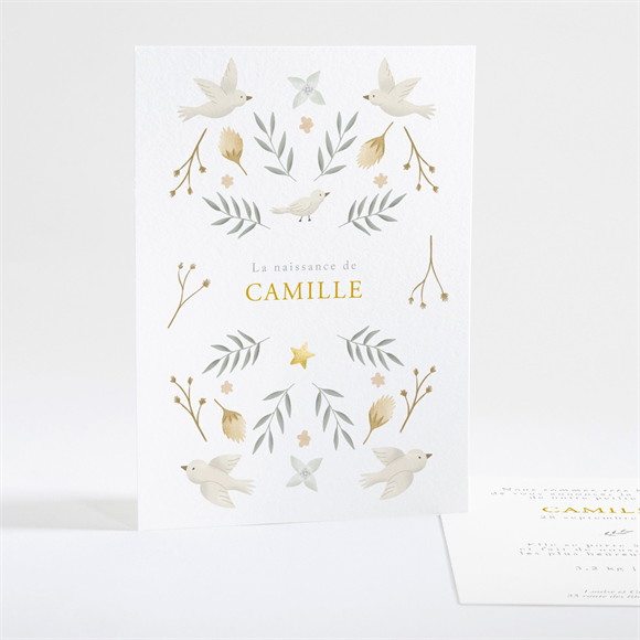 Faire-part naissance Célébration dorure étoile réf.N28135