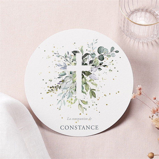 Faire-part communion espérance dorure