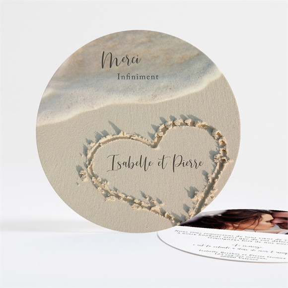 Remerciement mariage Dans le Sable rond réf.N321248