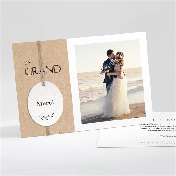 Remerciement mariage Avec programme ensemencé réf.N15154