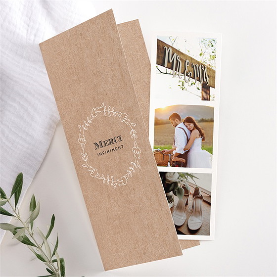 Remerciement mariage kraft en folie photomaton