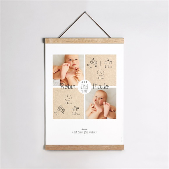 Affiche naissance Nos Jumeaux réf.N260124