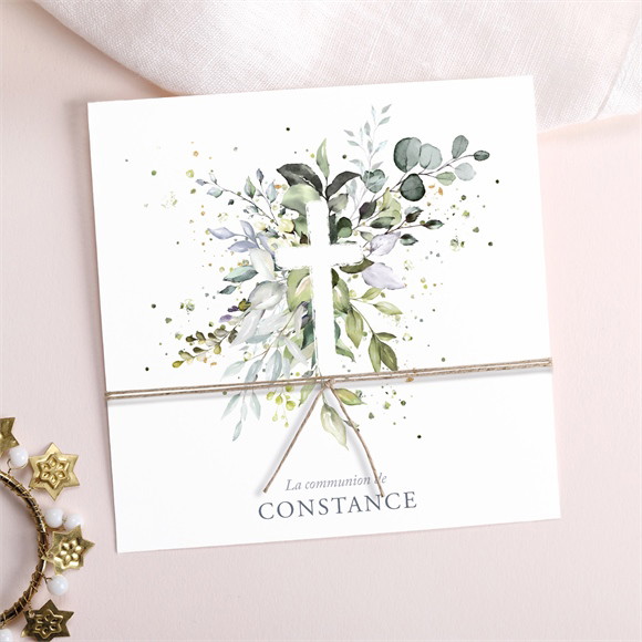Faire-part communion Espérance ficelle réf.N351401