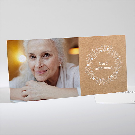 Remerciement décès gaufrage et kraft paysage