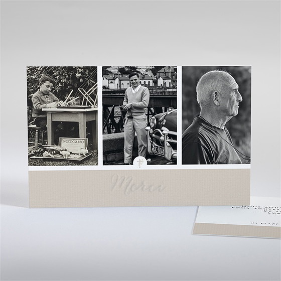 Remerciement décès hommage original gaufrage