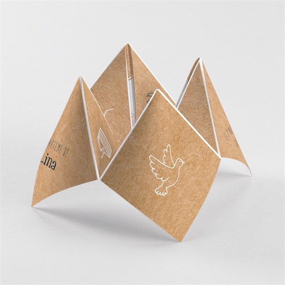 Faire-part de baptême Tout en Pictos origami réf.N33098