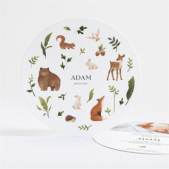 Faire-part naissance compères rond