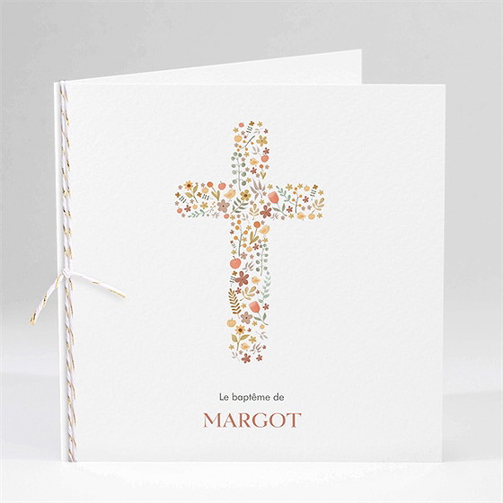 Faire-part de baptême florilège carré plié