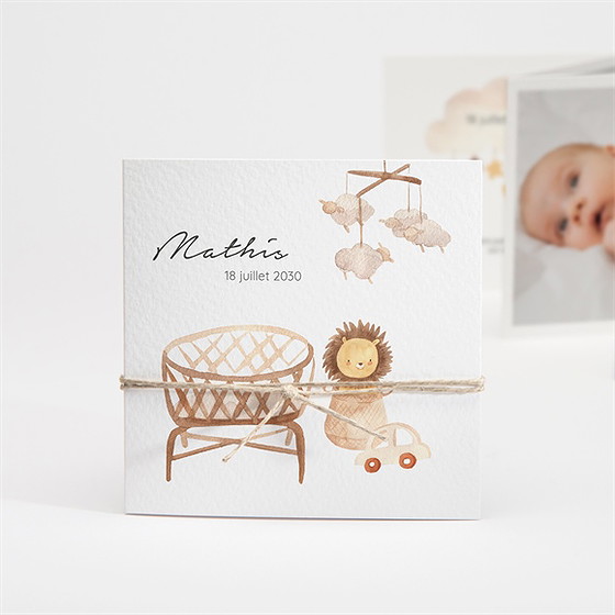 Faire-part naissance mon lion en peluche