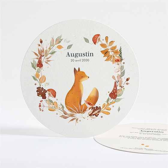Faire-part naissance mon beau renard rond
