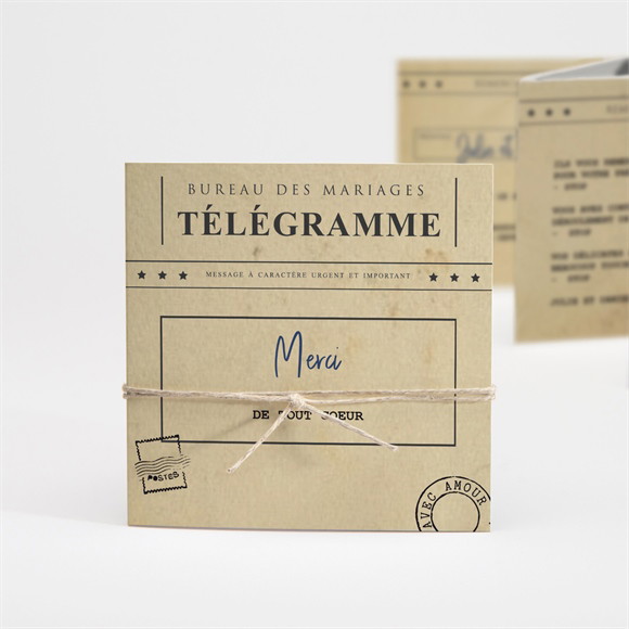 Remerciement mariage Notre Télégramme accordéon réf.N831175