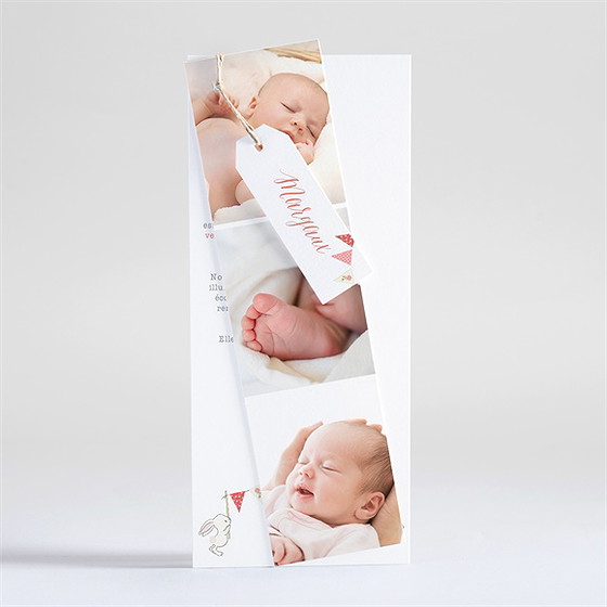 Faire-part naissance tendre guirlande trio